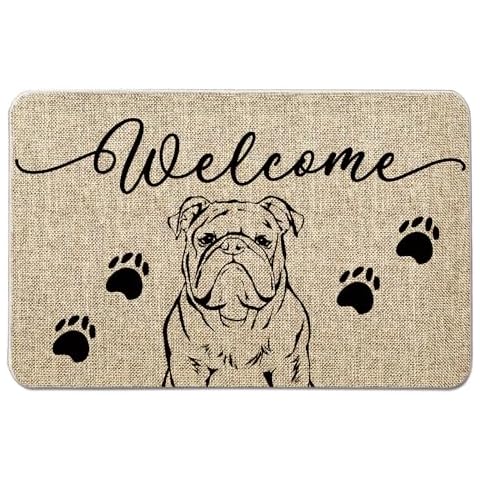 QIONG MENG Bulldog Welcome Doormat 17 x 27 Inch Cover