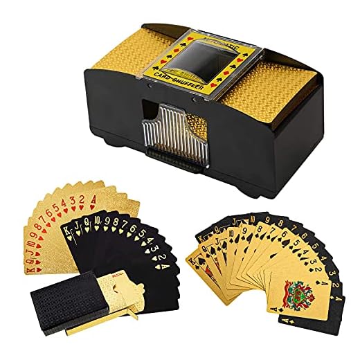 Talent Star Electric Shuffler 2 Decks, Battery Operated Poker Shuffles Automatic Machine with Golden/Black Cards for Home Card Games, Poker, Rummy, Blackjack,UNO