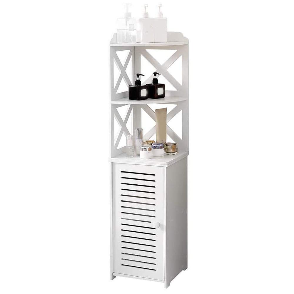 samanoya Bathroom Storage Cabinet Floor Corner Shelf with Doors and Shelves Shower Caddy for Small Spaces Multipurpose Corner