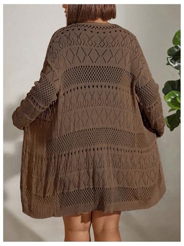 Women's Plus Size Lightweight Open Front Cardigan Sweater Long Sleeve Knit Outwear Fall Cardigan2