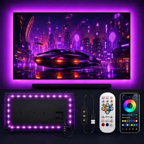Image of MORIACC 19.68ft LED Lights for TV, RGB TV LED Backlight for 55-85 Inch TVs, Music Sync Strip Lights Behind TV, APP & Remote Control, USB Powered for Bedroom Gaming Home Theater