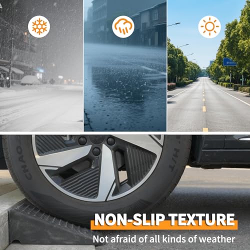 Curb Ramps for Driveway 4\" Rise Height 2 Pack Heavy Duty Rubber Threshold Ramp, Portable Driveway Ramps for Cars Wheelchairs Motorcycle Scooter Lawn Mower, 7000lbs Load Capacity - Thumbnail 5
