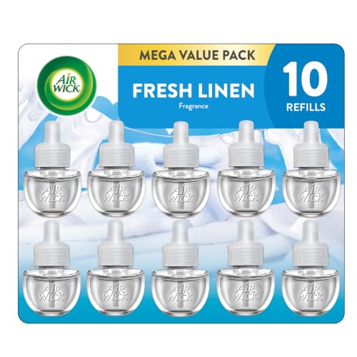 Air Wick Plug-In Scented Oil Refills, 10 Count, Fresh Linen, Air Freshener, Essential Oils, Eco...