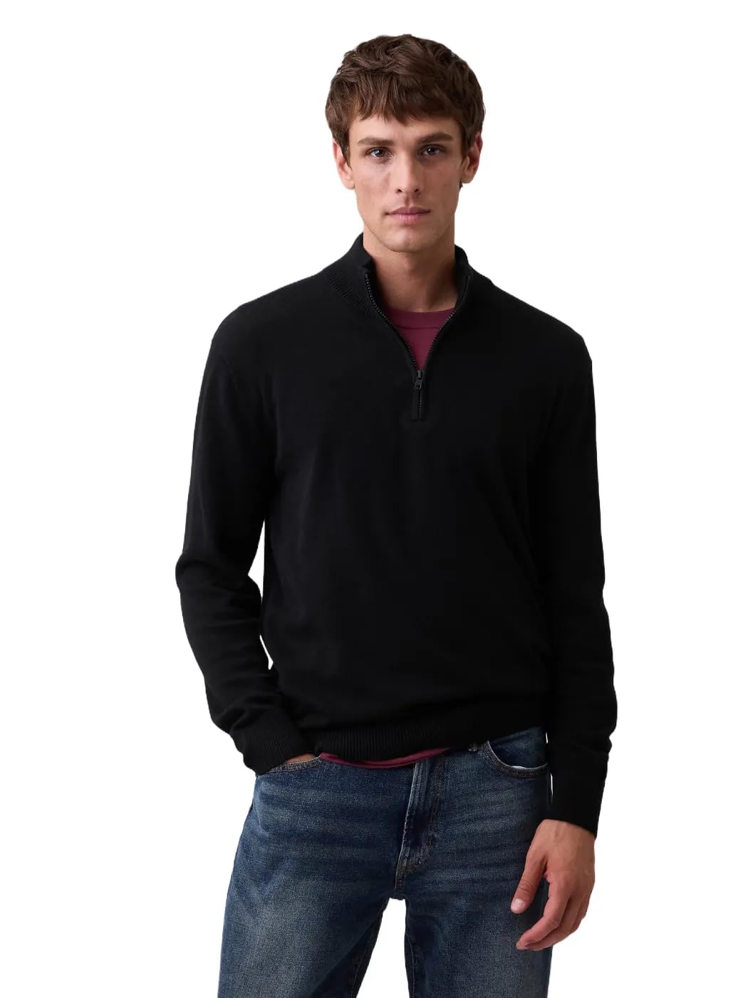 Mens Quarter Zip Mockneck Sweater