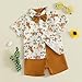 KtwHarnu Toddler Boy Western Summer Clothes Riding Horse Button Down Short Sleeve Shirt and Shorts Set Country Baby Clothes (Khaki, 2-3T)