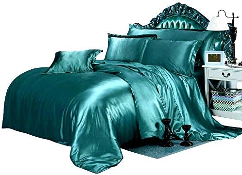 Cotton Home Depot Teal Green Color 1 Pc 100% Pure Satin Silk Comforter Set Queen (88 x 88) Inches 500 GSM