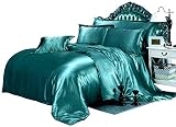 Cotton Home Depot Teal Green Color 1 Pc 100% Pure Satin Silk Comforter Set Queen (88 x 88) Inches 50