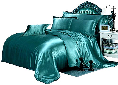 Cotton Home Depot Teal Green Color 1 Pc 100% Pure Satin Silk Comforter Set Queen (88 X 88) Inches 500 Gsm #TOP27