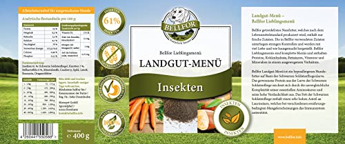 Bellfor Starter-Paket 2 x Freiland-Menu mit Huhn 2 x Heide-Menu mit Lamm und 2 x Landgut-Menu mit Insekten Getreidefrei Hundefutter Nass Ohne Soja und Zucker