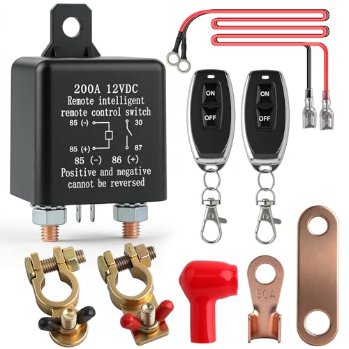 Remote Battery Disconnect Switch 12V 200A Remote Control Battery Kill Switch Anti Theft and Battery Drain Automatic Power Shut Off Switch for Car Auto ATV Truck