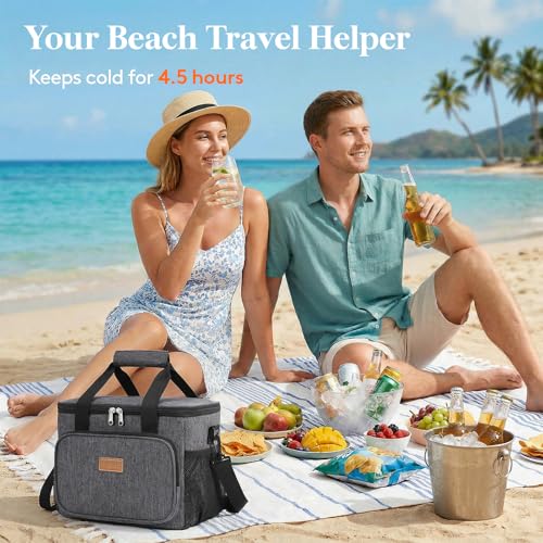 Image of Lifewit Large Lunch Bag, Insulated Lunch Box, Soft Cooler Cooling Tote for Adult Men Women, Dark Gray 24-Can (15L)