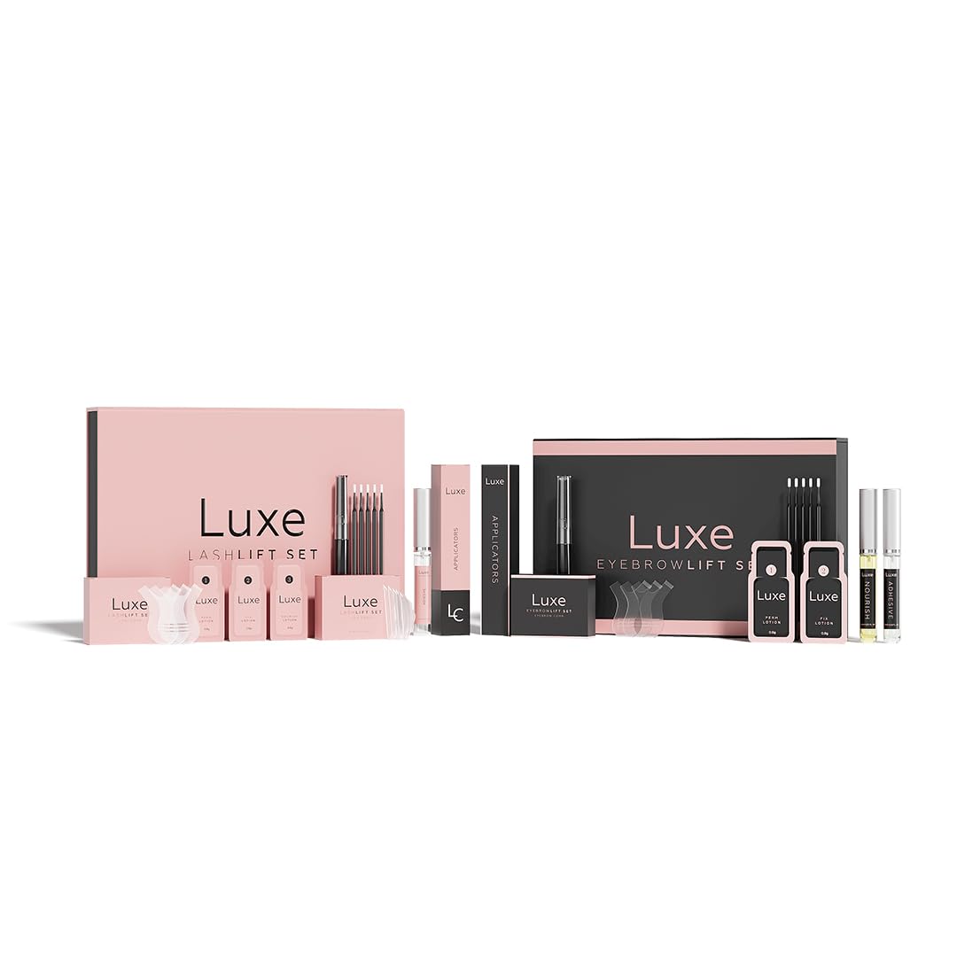 Luxe Cosmetics - Lashlift + Brow Lamination Kit - Complete Sets to Beautiful Eyes - DYI at Home Lash Lift and Brow Lift - Visible Results for 8 Weeks
