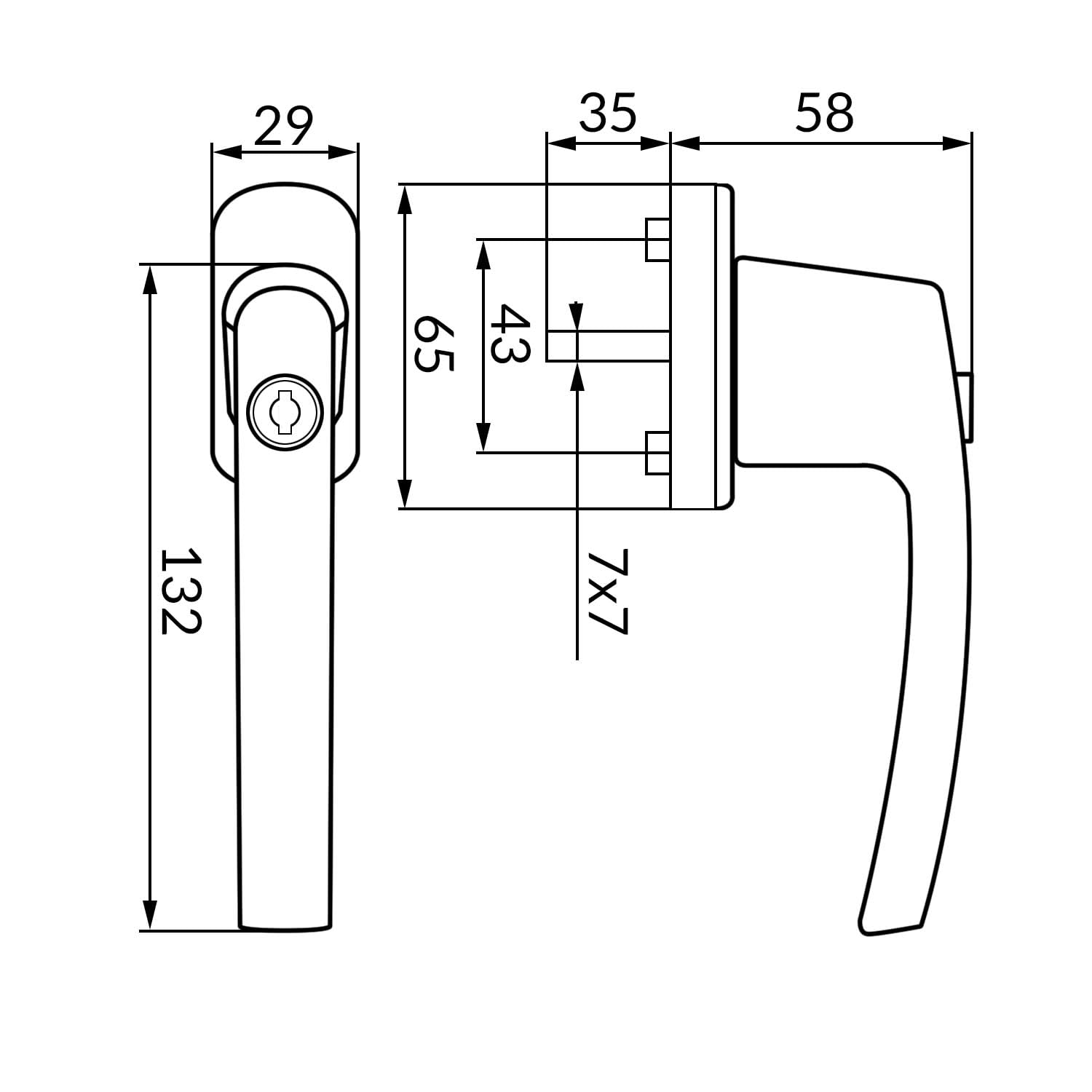 10 x zamykane metalowe klamki okienne białe długość czworokątnego 35 mm