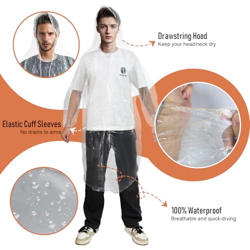Ponchos Family Pack, Rain Poncho for Adults and Kids Disposable Emergency Rain Ponchos4