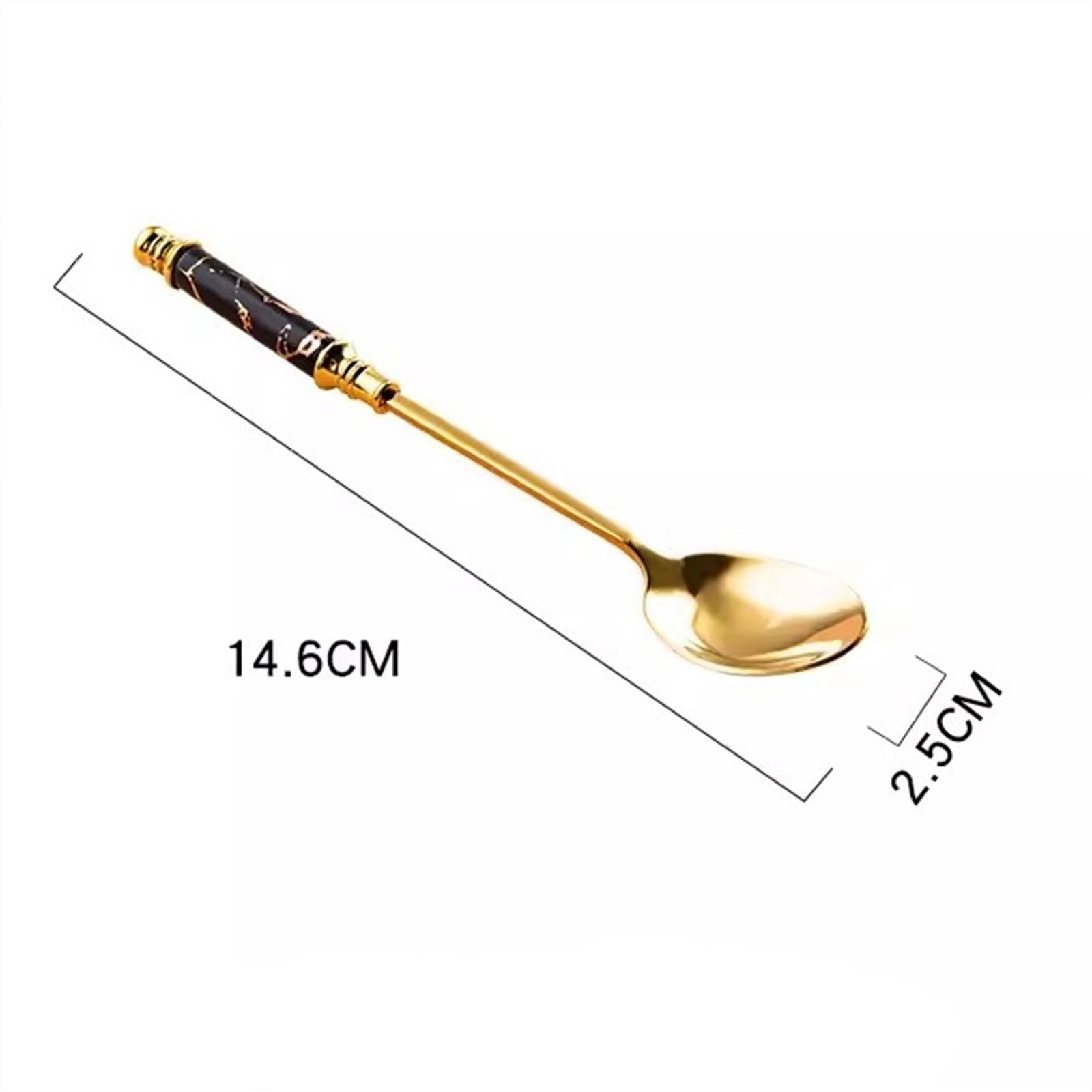 Cucchiaio da zuppa, cucchiaini caffè Espresso, Set 2, Piccoli in Acciaio Inossidabile, tazzina 5,7 Pollici for tè, Dessert, antipasto, Cucchiaio for Gelato(Black)