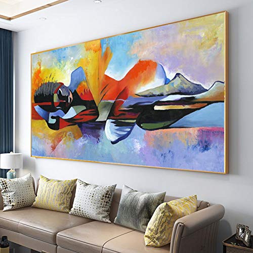 Tableau Bouddha abstrait grand format 40x80 cm pour la décoration zen de votre salon