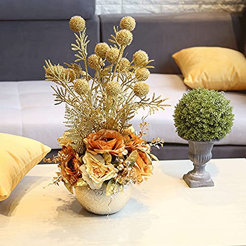 Rose artificielle hydrangea de qualité supérieure avec son vase d'or chic