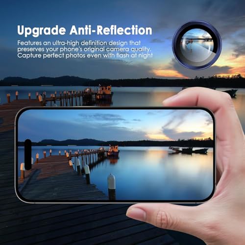 Image of Camera Lens Protector Compatible with iPhone 17 Pro / 17 Pro Max - 9H Tempered Glass Lens Guard, HD Clear, Anti-Scratch, Anti-Drop Camera Protection Ring Blue, Aluminum Alloy