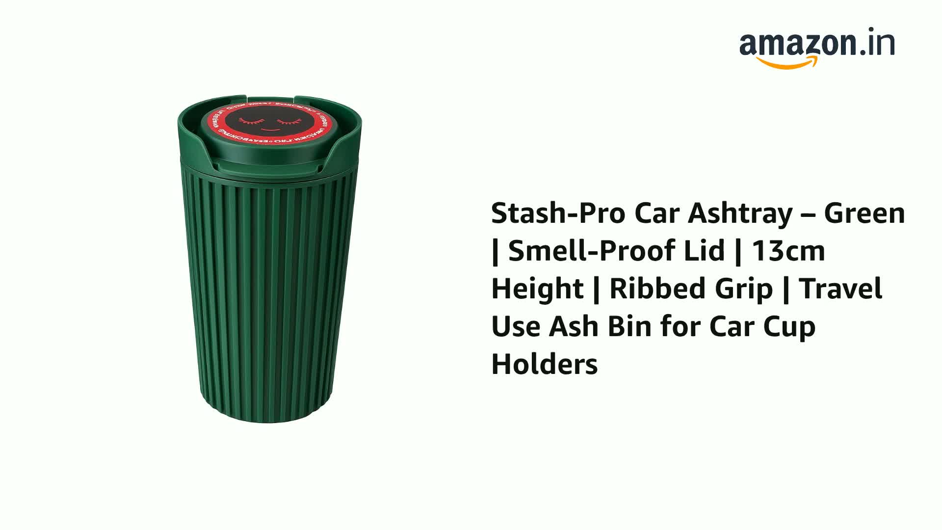 Watch Stash-Pro Car Ashtray – Green | Smell-Proof Lid | 13cm