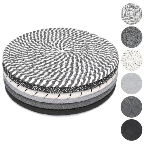 KITLAB Salvamanteles de 8 pulgadas para platos calientes, ollas y sartenes, posavasos grandes gruesos resistentes al calor, almohadillas calientes multifuncionales para mesa y encimera, 6 unidades