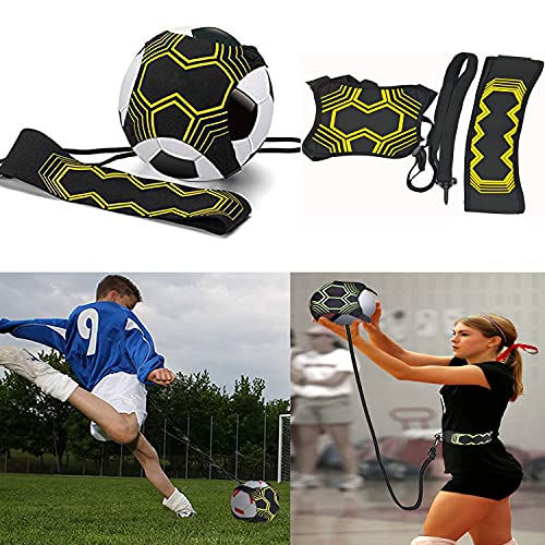 JDWG Volleyball Training Equipment Aid Solo Soccer Trainer Football Training Aid - Adjustable Waist Belt and Ball Size 3, 4, and 5, Perfect for Adults Kids Soccer/Volleyball/Rugby Trainer.
