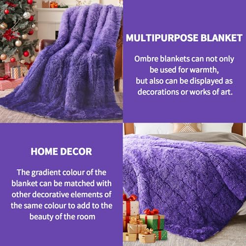 Image of yescool Weighted Blanket for Adults (15 lbs, 60 inch x 80 inch, Misty Purple) Heavy Blanket for Sleeping Perfect for 140-160 lbs, Queen Size Faux Fur Blanket with Premium Glass Bead, Machine Washable