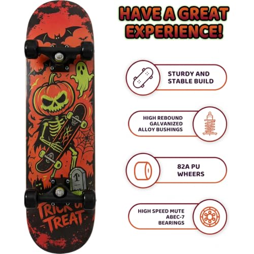 Image of Nattork 31 Inch Complete Skateboard, Standard Skateboards for Beginners, Wood 9 Layer Canadian Maple Trick Skate Boards for Boys Girls Youth Teens Adults