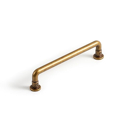 Goo-Ki Antique Brass Cabinet Pulls, 5 Inch Vintage Industrial Zinc Alloy Drawer Handles with Decorative Screw Detail, Heavy Duty Hardware for Kitchen Cabinets, Bathroom Vanity, and Dresser (6 Pack)