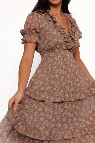 Petal & Pup Dayla Maxi Dress - Brown/Light Beige L