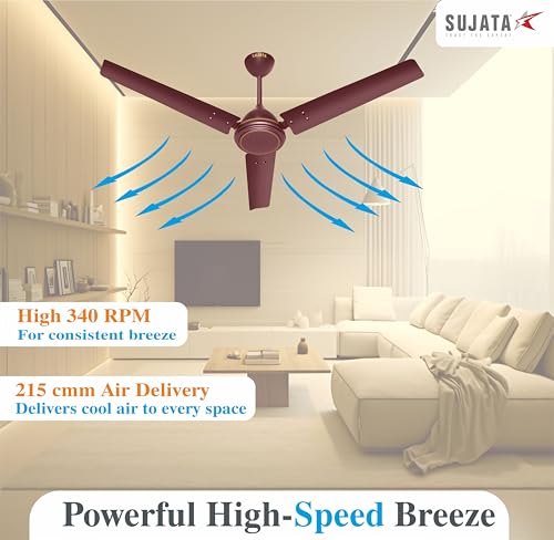 Image of Sujata SBF Air 1200mm BLDC Ceiling Fan | 3 Years Warranty | Savings up to 60% | Remote Control | Fans Ceiling Fans 5 Star | Silent Motor | Inverter Compatible | Living Room & Bedroom (Brown)
