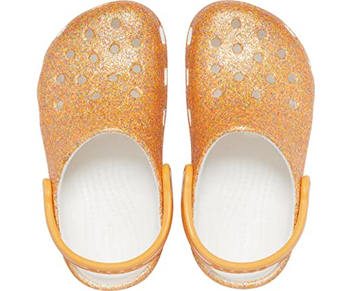 Image of Crocs Unisex ClsscGlttrClgK Orange Sorbet Glitter Clog-9 Kids UK (C9) (205441-9BE)