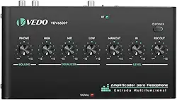 VEDO Amplificador de áudio digital multifuncional com equalizador,amplificador de fone de ouvido com Bluetooth, Tipo-C/3,5 mm/RCA para jogos,produção musical e entretenimento doméstico