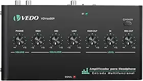 VEDO Amplificador de áudio digital multifuncional com equalizador,amplificador de fone de ouvido com Bluetooth, Tipo-C/3,5 mm/RCA para jogos,produção musical e entretenimento doméstico