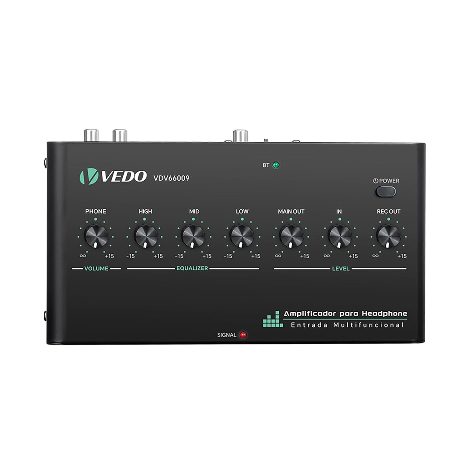 VEDO Amplificador de áudio digital multifuncional com equalizador,amplificador de fone de ouvido com Bluetooth, Tipo-C/3,5 mm/RCA para jogos,produção musical e entretenimento doméstico