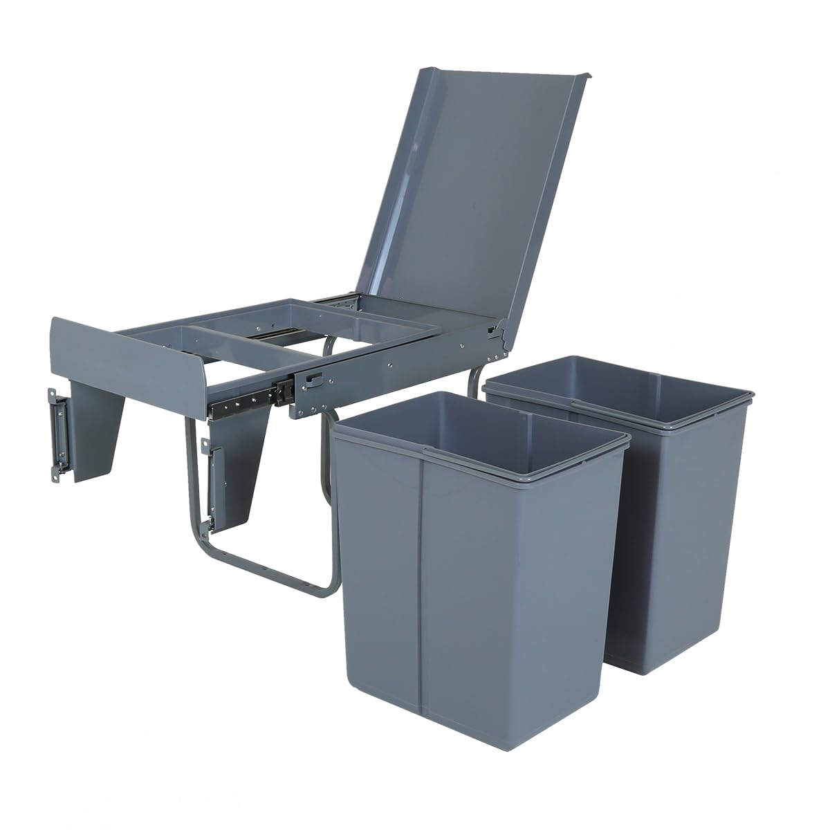 CHARLES BENTLEY Poubelle encastrable cuisine 2 bacs 20L 40L recyclage double compartiment couvercle anti-odeurs 34Lx48Px42H cm