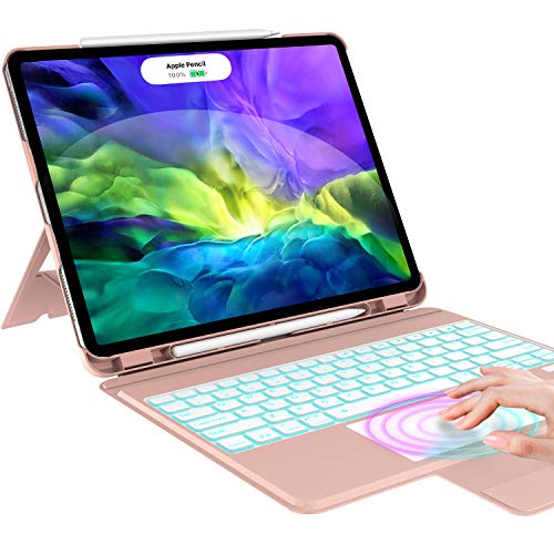 Touchpad Keyboard Case for iPad Pro 12.9 2020/2018, iPad Pro 12.9 Case with Keyboard, Trackpad Backlight - Wireless Smart Magic Keyboard for 12.9-inch iPad Pro (4th Generation)/(3rd Gen), Rose Gold Touchpad Keyboard Case for iPad Pro 12.9 2020/2018, iPad Pro 12.9 Case with Keyboard, Trackpad Backlight - Wireless Smart Magic Keyboard for 12.9-inch iPad Pro (4th Generation)/(3rd Gen), Rose Gold