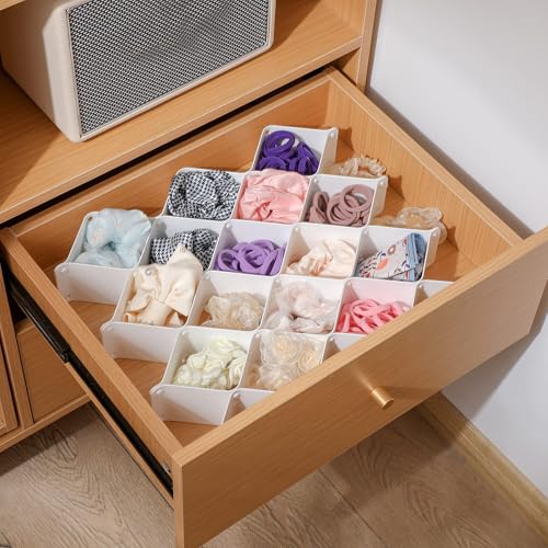 ROUFA-Sock-Drawer-Organizer-for-Dresser-Honeycomb-Underwear-Dividers-for-Women-Panty-Separator-for-Bras-Socks-Belt-and-Leggings-12pcsWhite