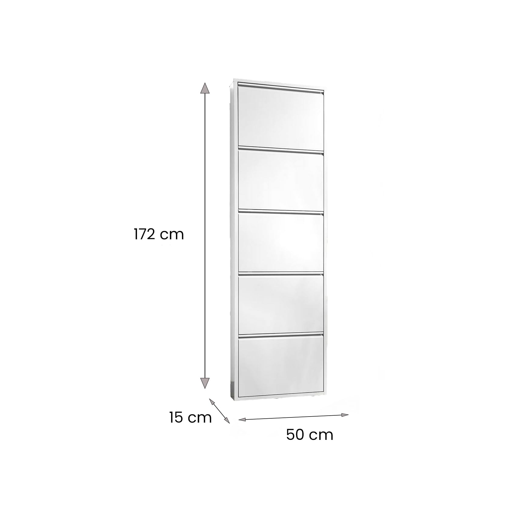 Dmora - Scarpiera Isidro, Mobile portascarpe in metallo, Armadio da ingresso multiuso, Mobiletto per calzature, 50x15h172 cm, Bianco