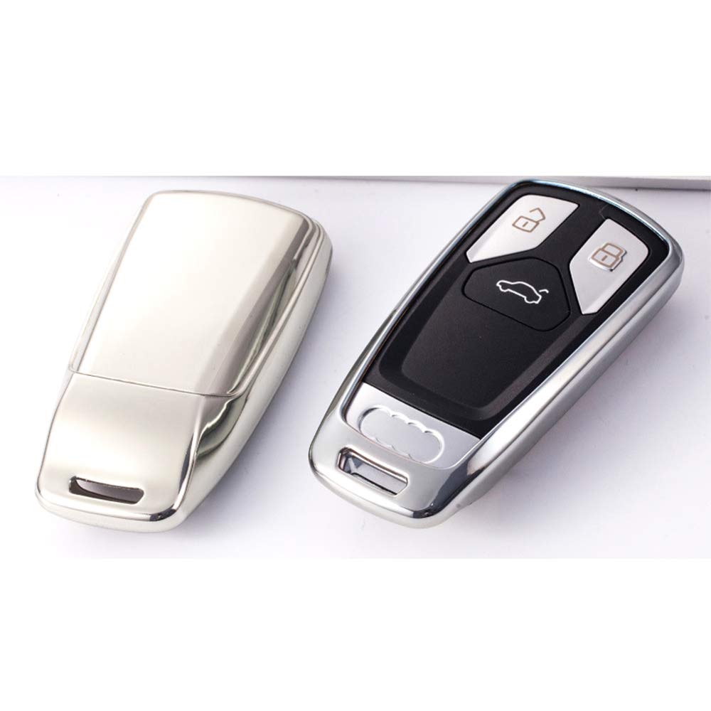 Cover Chiave Audi In Carbonio Nero – Custodia Protettiva In ABS E Silicone Per A4 A6 Q5 Q7 TT (3 Tasti)