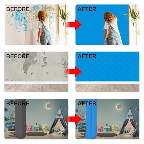 Image of TEKCOOL Self-Adhesive Waterproof PE Foam 3D Wall Panels Wallpaper Sticker for Bathroom, Living Room, and Home Decoration (70 x 77cm, Appx. 5.8Sq Feet) (5pc Dark Blue)'