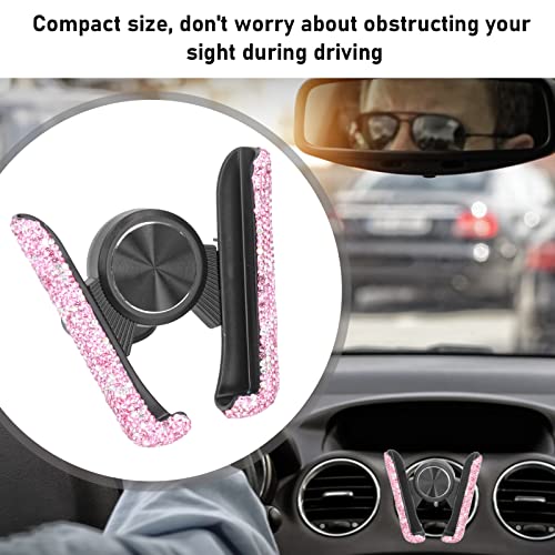 Adjustable Auto Cell Phone Mount, Rhinestone Universal Adjustable Convenient Bling Car Phone Holders for Automobile Decoration for Girls for Women(pink)