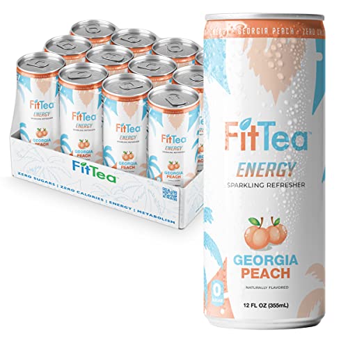 FitTea Healthy Energy Drink 12 Fl Oz Peach Pre Workout Sparkling Gourmetian