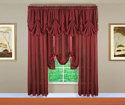 Today's Curtain, Silhouette Stripe Sheer Panel 63", Burgundy, 60" W x 63" L