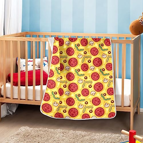 Image of Swaddle Blanket for Pizza Food Baby Receiving Blanket Muslin Baby Swaddles Soft Cotton Breathable Nursery Blankets for Unisex Boys and Girls 30x40 Inch