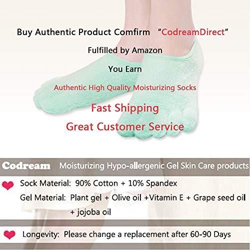Moisturizing Gel Socks - 5-Toe Cracked Dry Heel Moisturizer Sock Repairing Hard Callus Foot Skins Treatment Care Sleeves - Softening Rough Feet Gel Lined Infused Lotion Spa Socks
