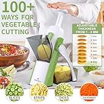 ONCE FOR ALL Safe Mandoline Slicer, Multi Vegetable Chopper, Potato Slicer for Kitchen, 4 Modes 100+ Presets Adjustable Thickness, French Fry Cutter (5 in 1 Green) - Image 3