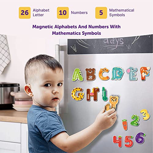 Image of Mini Leaves 26 Piece Animal Themed Magnetic Capital Alphabet Letters for Kids | Early Educational Toys for 3+ Years | Fridge Magnets for Kids for whiteboard