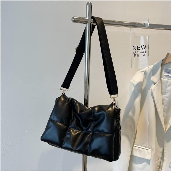 Miniatura 8 de Bolso cruzado acolchado de moda para mujer, correa de cadena ajustable, bolsa de hombro acolchada con cassette, bolsa de hombro hinchada