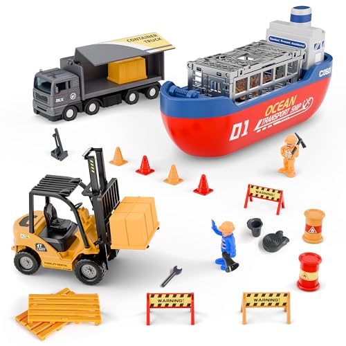 Iplay, Ilearn 0830 Dinosaur Cargo Truck Toys For Kids 3-5, Toddler Trucks Playset W/Boat thumb #3