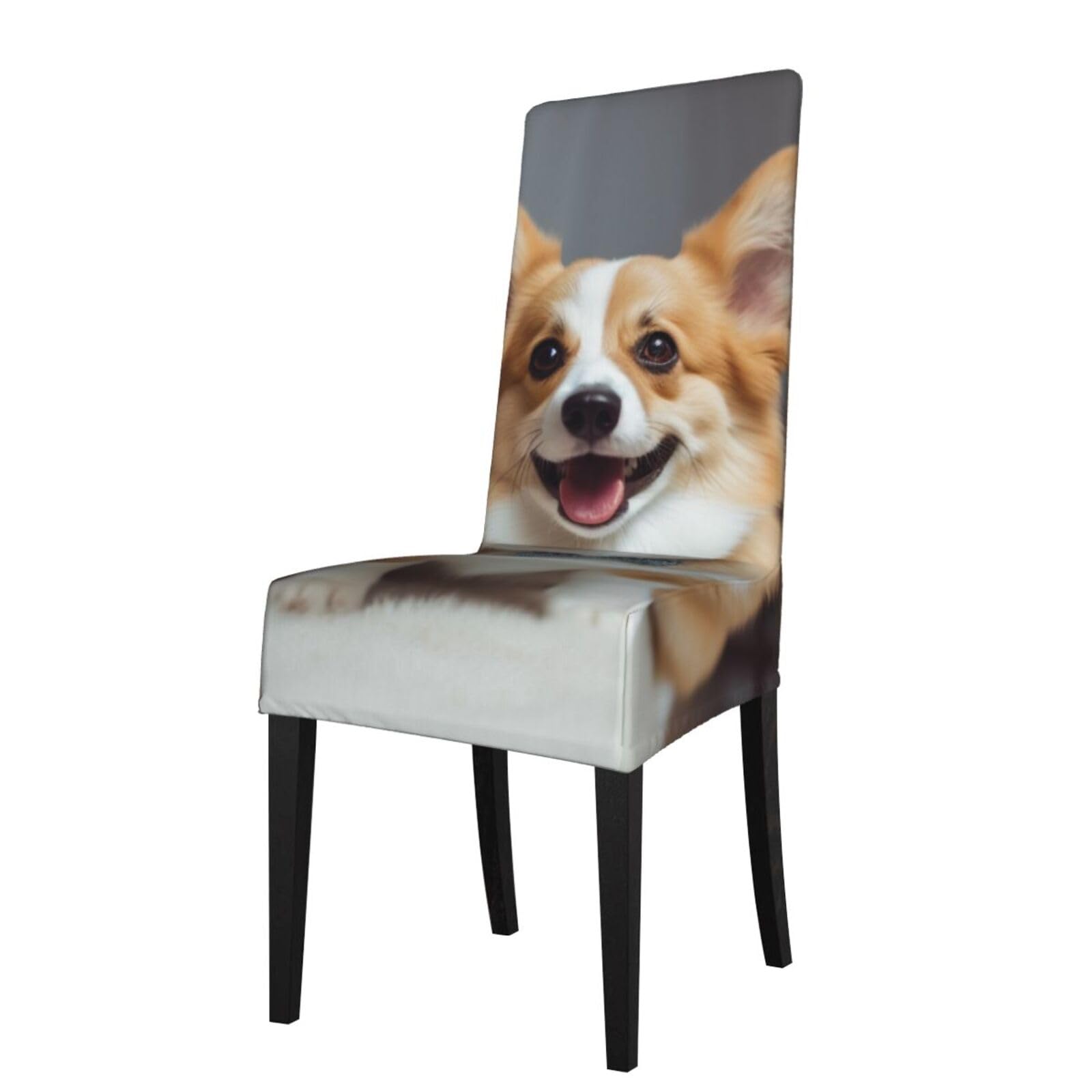 WPKJU Cute Corgi Art Print Dining Chair Covers Removable Chair Seat Covers Decorative for Kitchen & Bar Stools